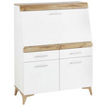 SEKRETÄR Weiß, Eichefarben  98/124/39,6 cm  - Eichefarben/Alufarben, Trend, Holzwerkstoff/Kunststoff (98/124/39,6cm) - Carryhome