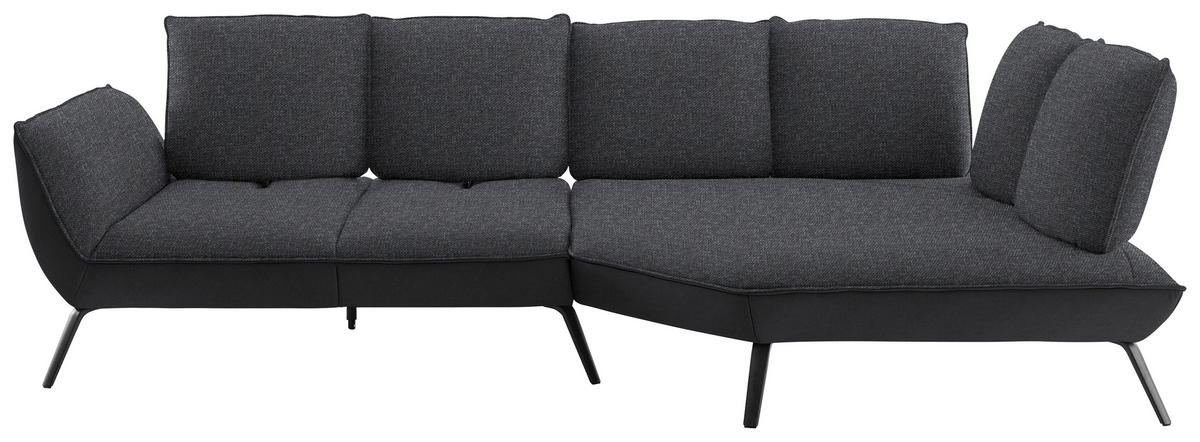 ECKSOFA Flachgewebe Anthrazit  - Anthrazit/Schwarz, Design, Textil/Metall (320/169cm) - Moderano