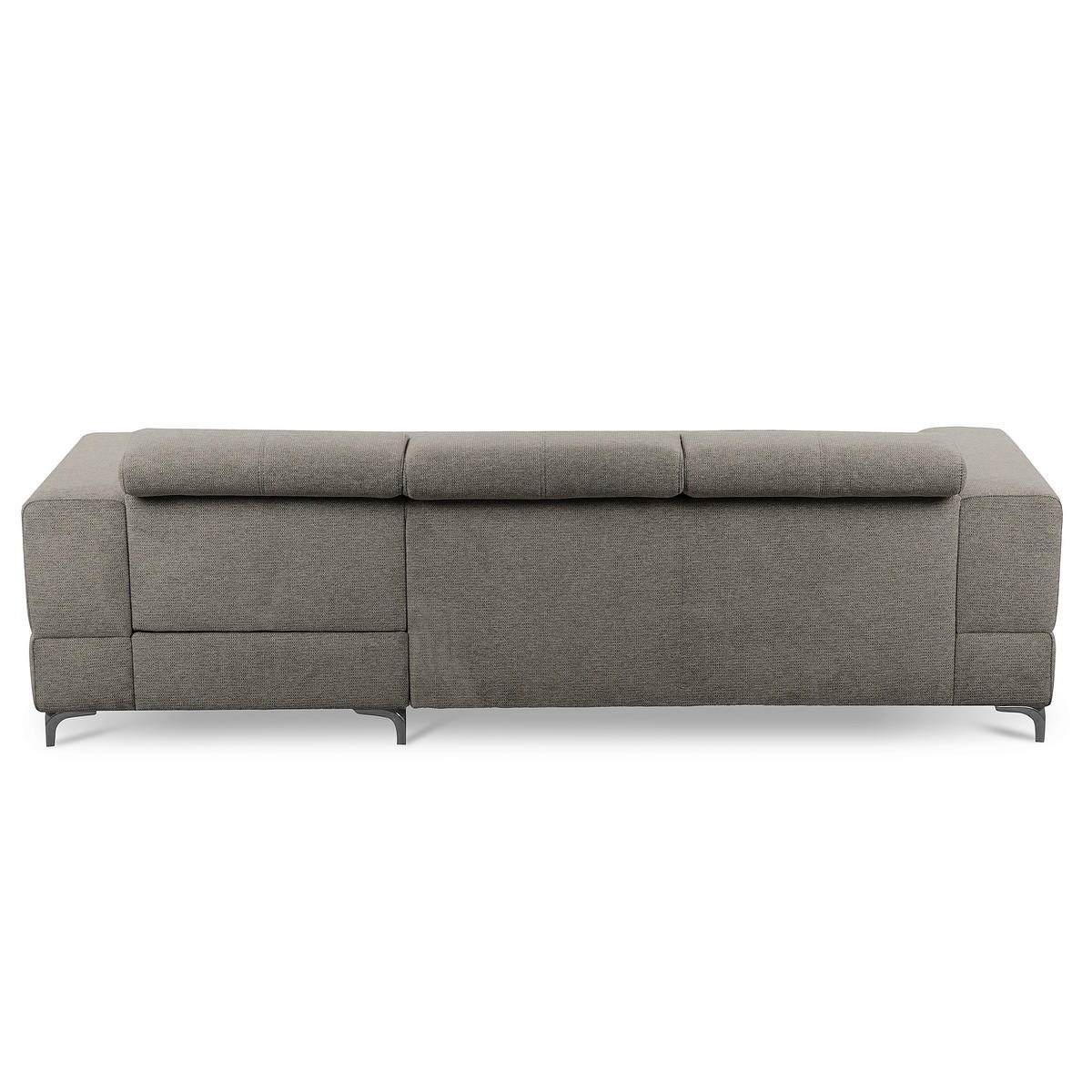 ECKSOFA TORINO Graphitfarben Chenille Bettkasten, Kopfteilverstellung  - Schwarzchrom/Graphitfarben, Design, Textil/Metall (247/173cm) - Livetastic