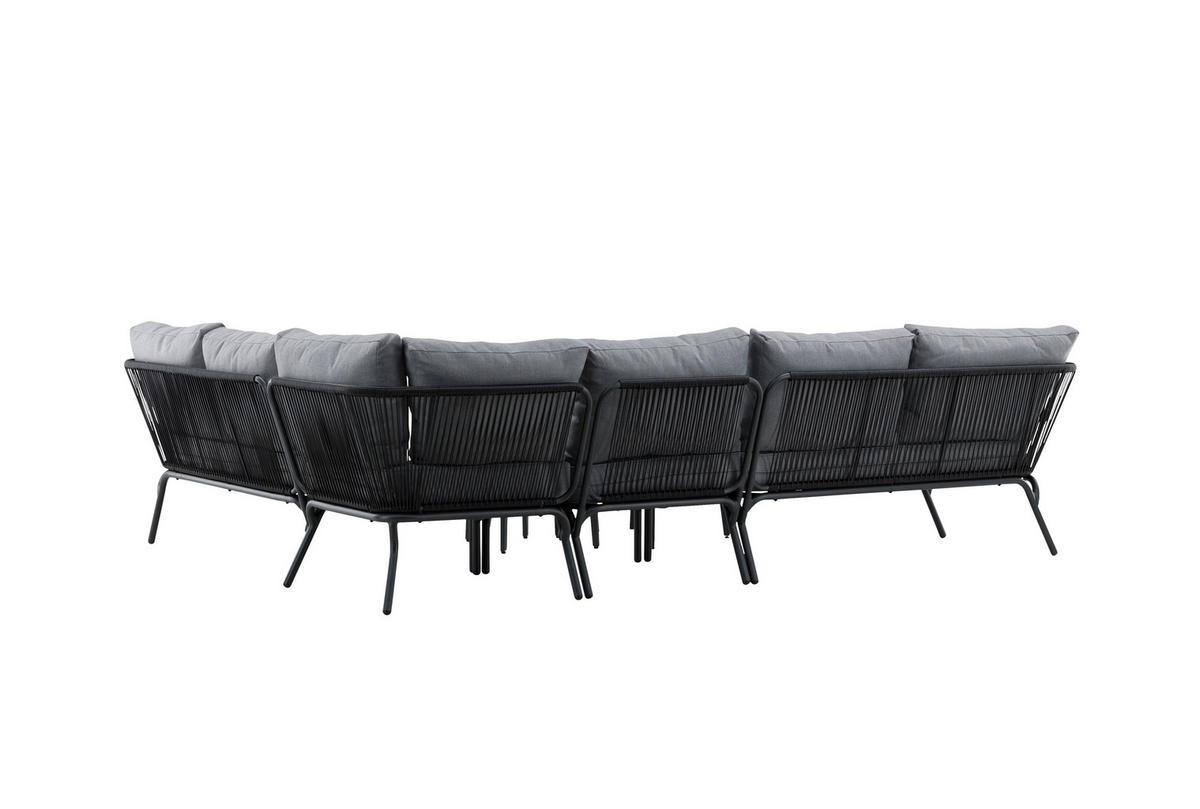 DINING-LOUNGESET Aluminium  - Schwarz/Grau, KONVENTIONELL, Textil/Metall - Gardenson