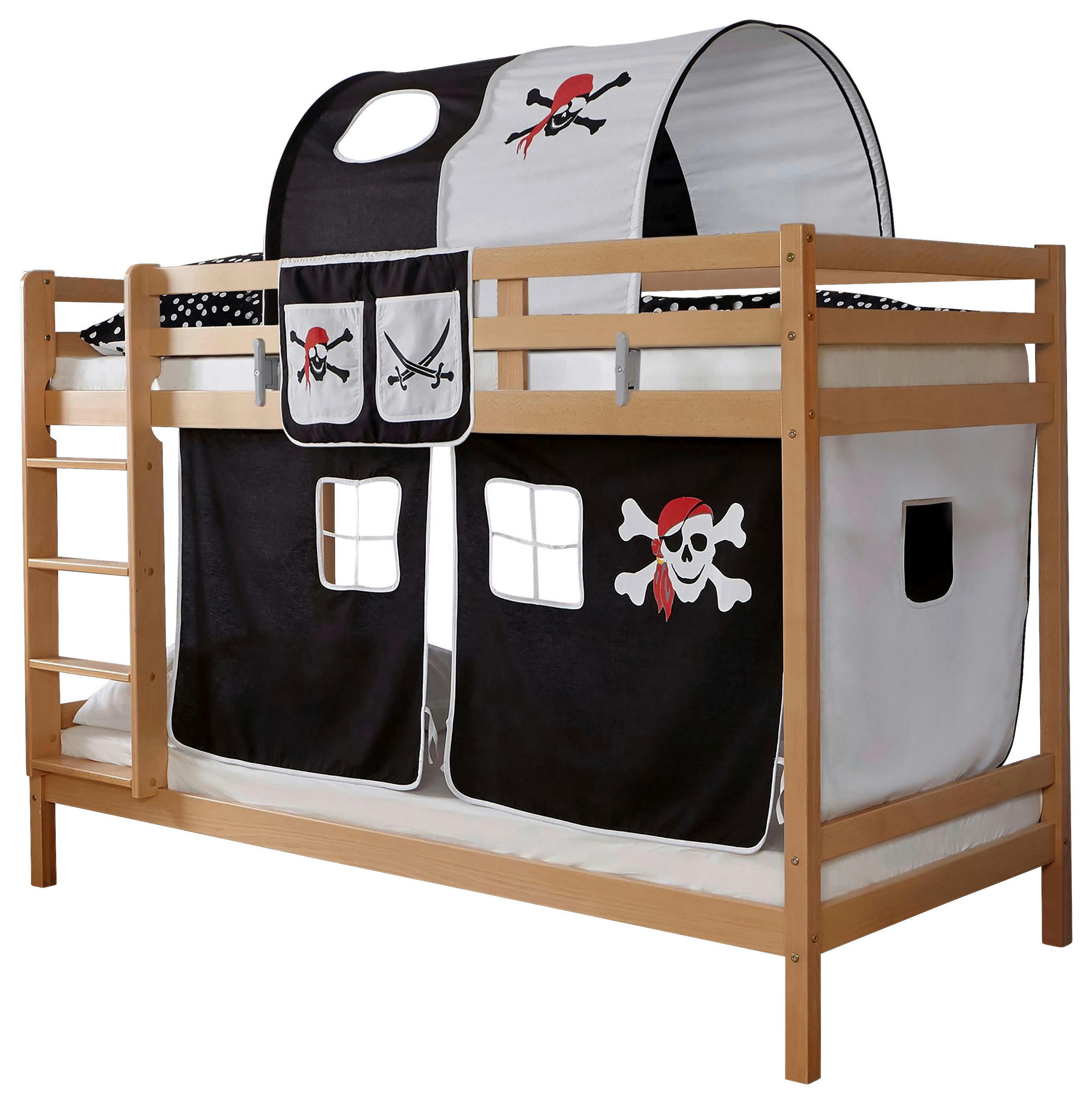 ETAGENBETT - Weiß/Naturfarben, MODERN, Holz/Textil (90/200cm) - MID.YOU