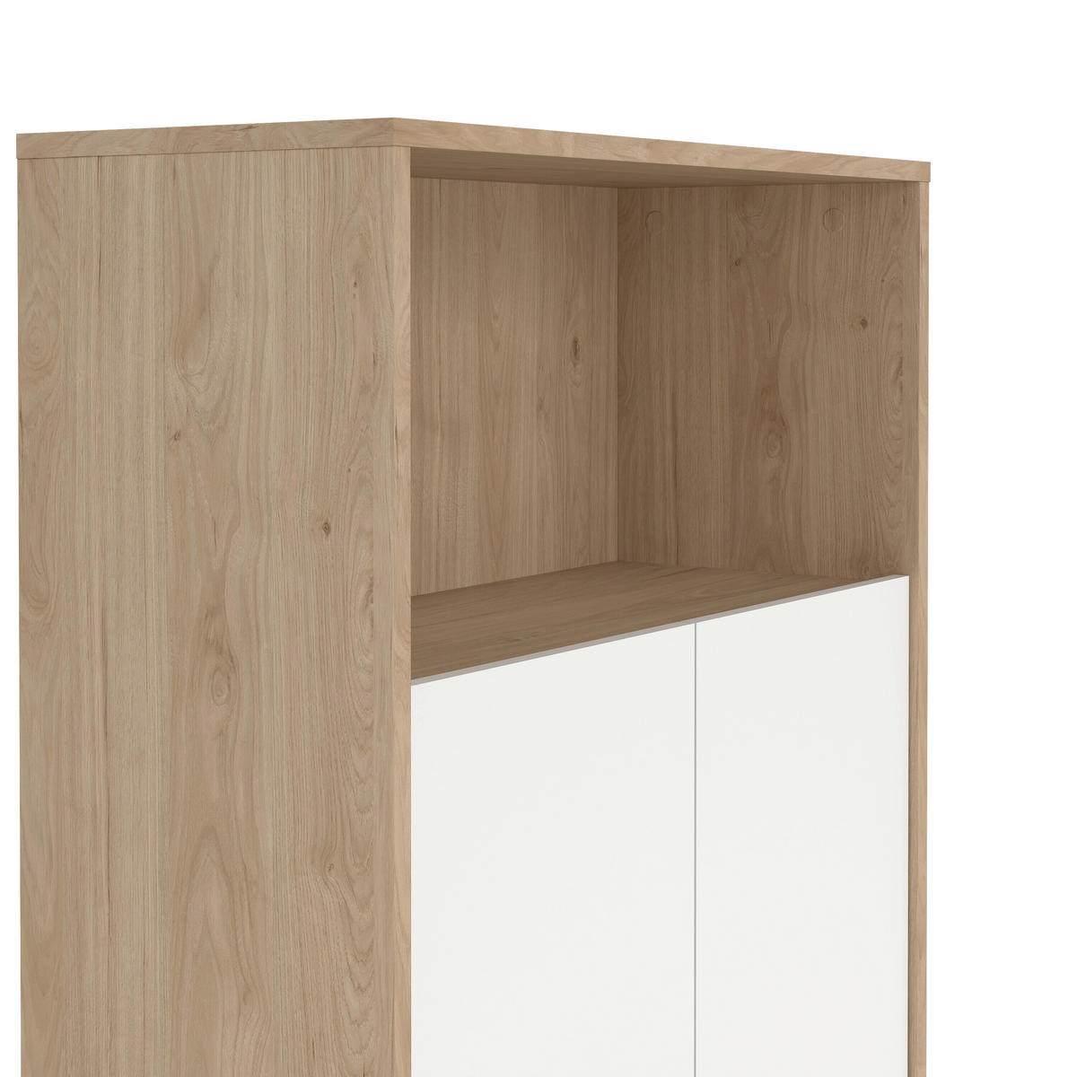 VYSOKÁ KOMODA, bílá, barvy dubu, 79,6/34,3/123,6 cm - bílá/barvy dubu, Moderní, kompozitní dřevo/plast (79,6/34,3/123,6cm) - MID.YOU