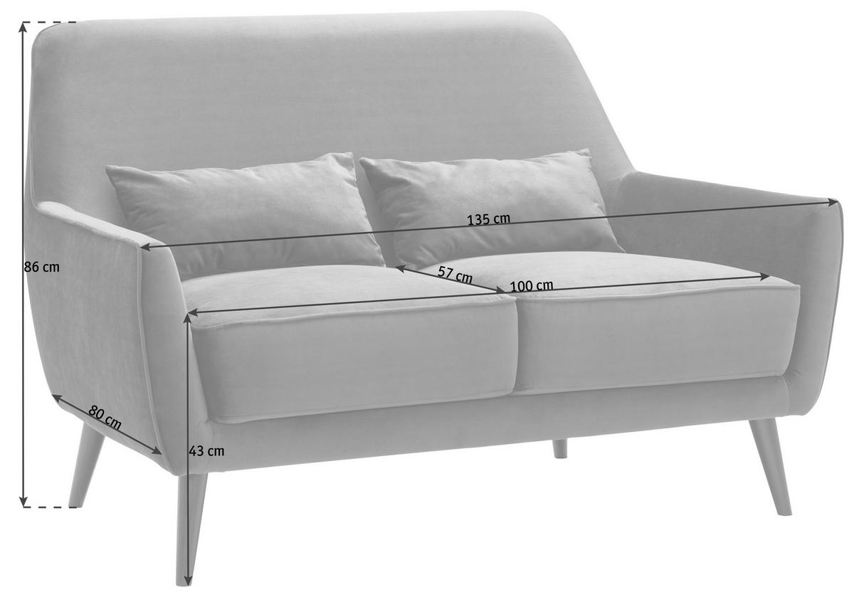 2-SITZER-SOFA in Mikrofaser Dunkelgrau  - Dunkelgrau/Schwarz, Trend, Holz/Textil (135/86/80cm) - Carryhome