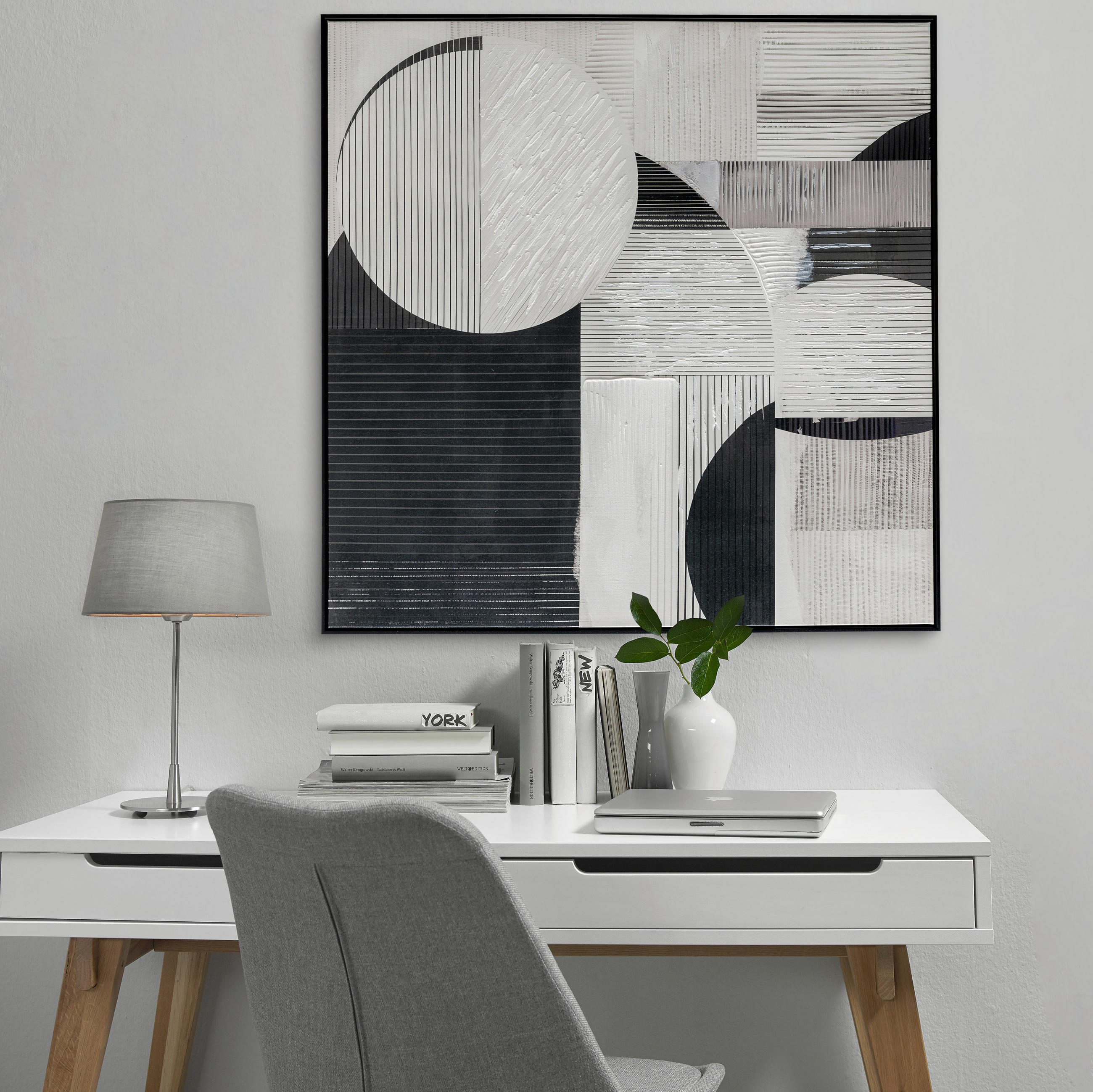 KUNSTDRUCK 100/100 cm  - Silberfarben/Schwarz, Design, Holz/Kunststoff (100/100cm) - Monee