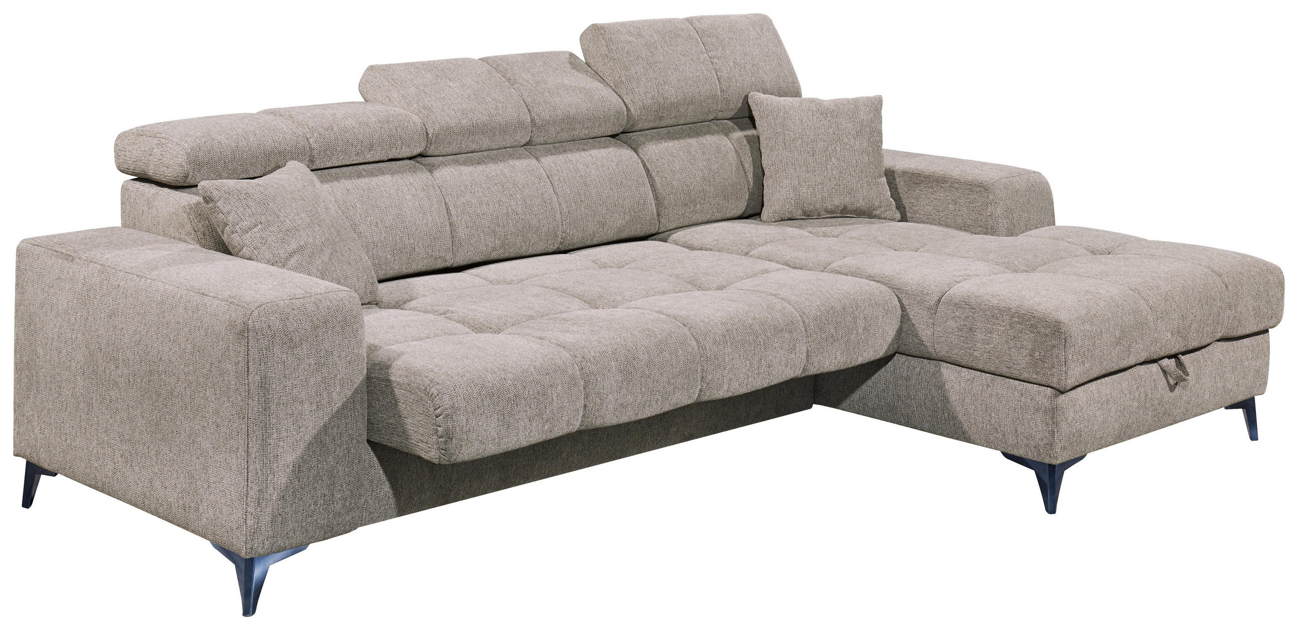 ECKSOFA Graubraun Chenille  - Graubraun/Schwarz, KONVENTIONELL, Kunststoff/Textil (268/172cm) - Carryhome