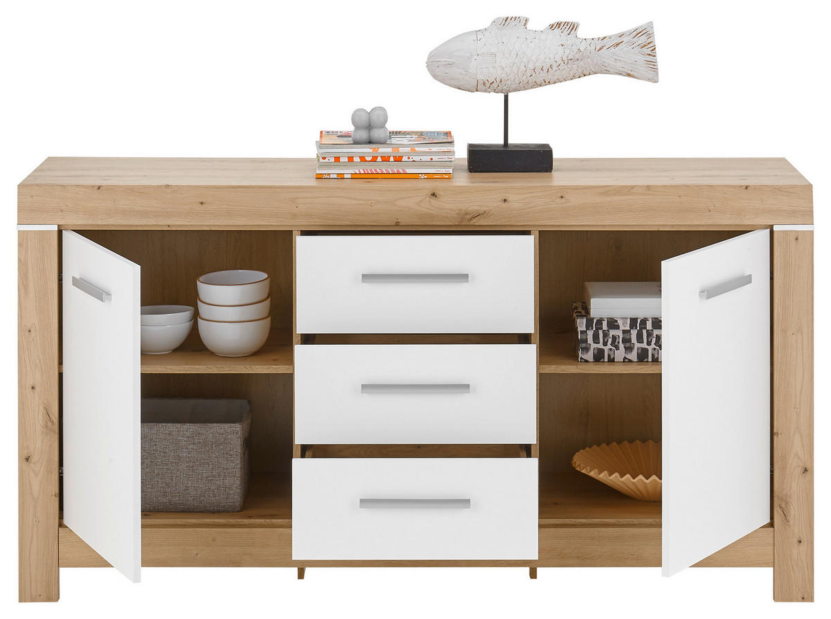 SIDEBOARD  in 160/85/45 cm  - Silberfarben/Weiß, Design, Holzwerkstoff/Kunststoff (160/85/45cm) - MID.YOU