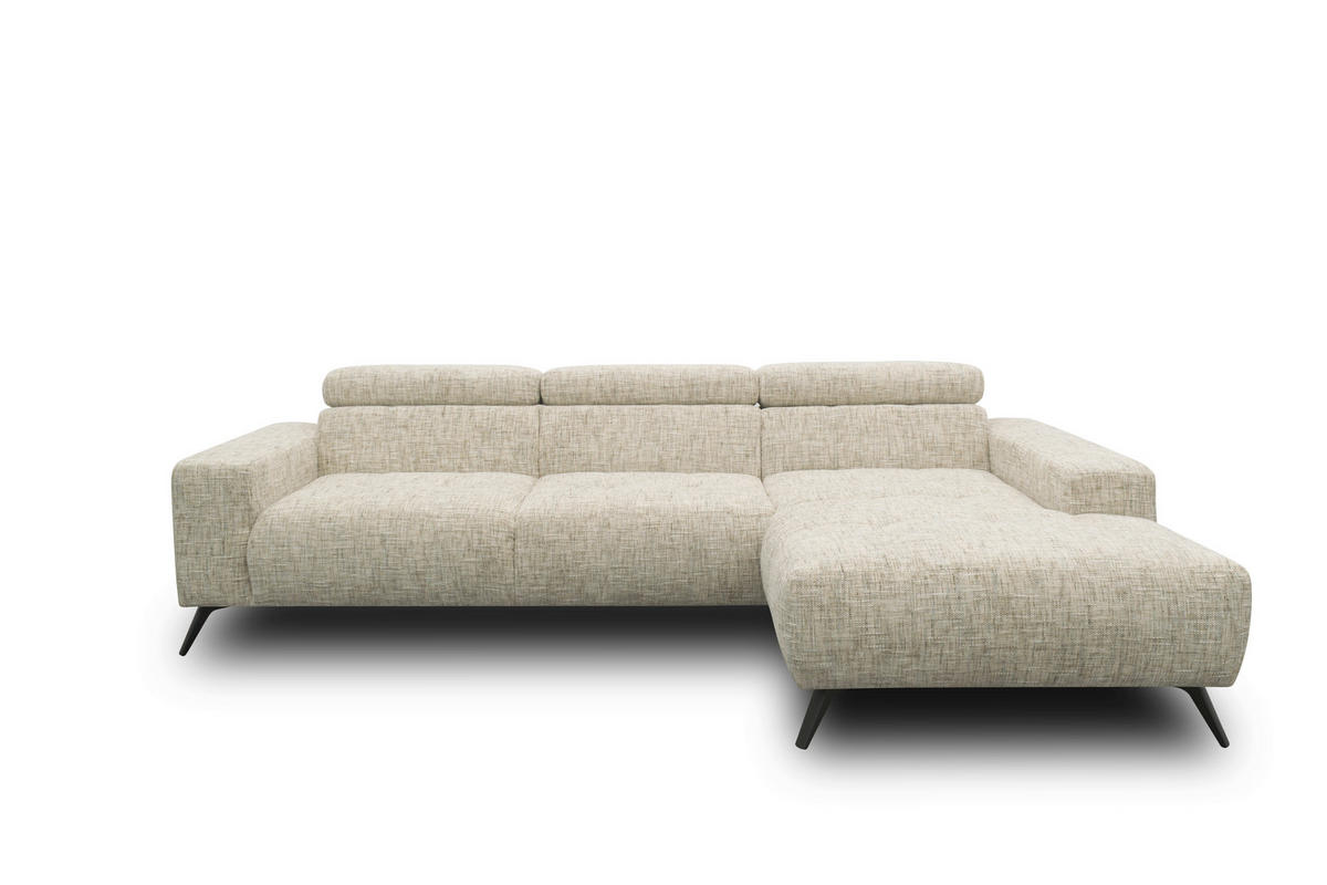 ECKSOFA 100 005 FK Beige Chenille Rücken echt  - Beige/Schwarz, Basics, Textil/Metall (284/175cm) - Livetastic