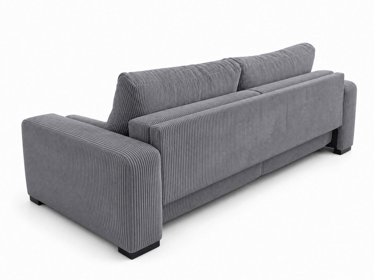 3-SITZER-SOFA Cord Grau  - Schwarz/Grau, Basics, Holz/Textil (250/90/110cm) - MID.YOU