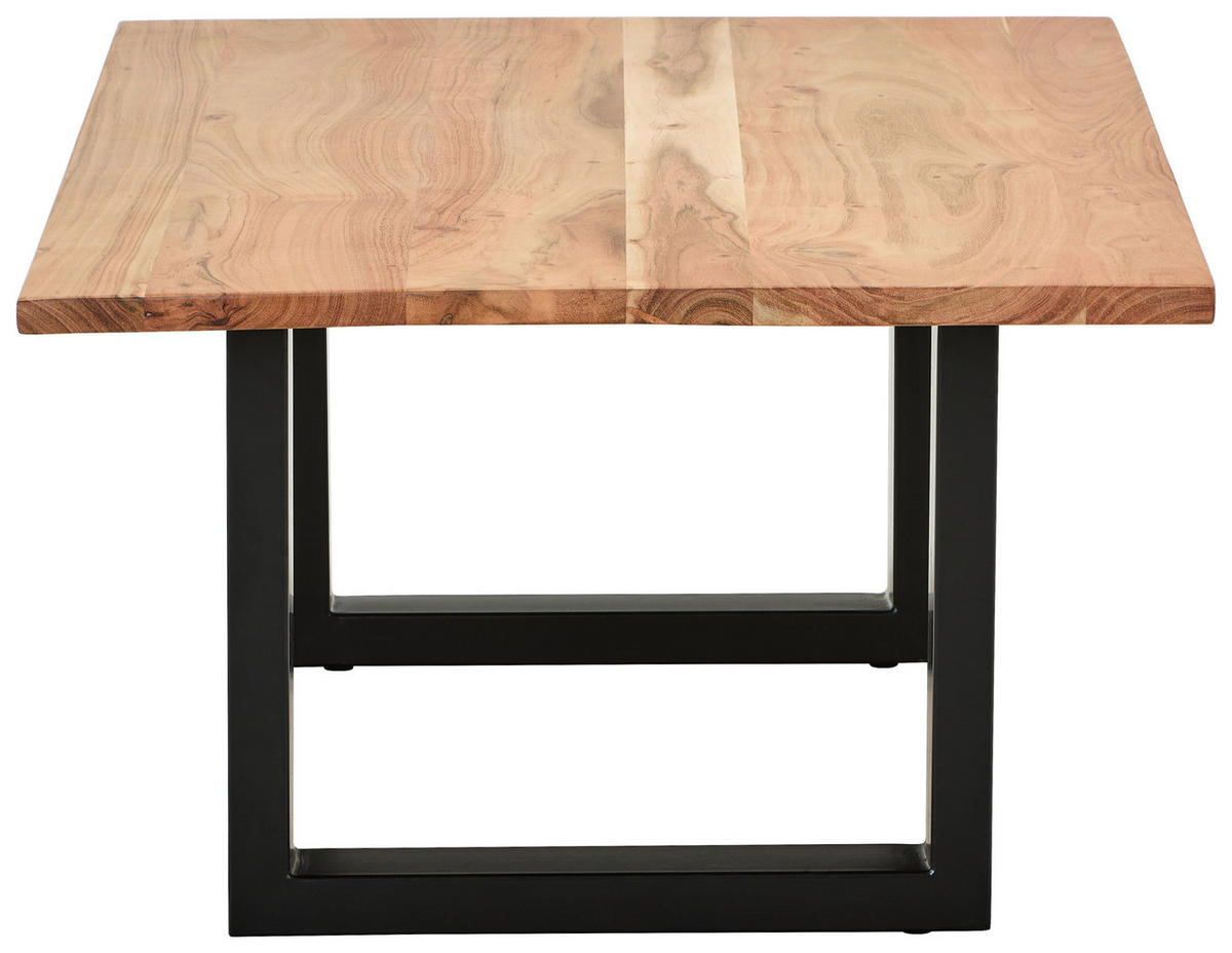 COUCHTISCH Akazie Hartholz rechteckig Schwarz, Akaziefarben  - Schwarz/Akaziefarben, Natur, Holz/Metall (115/75/45cm) - Livetastic