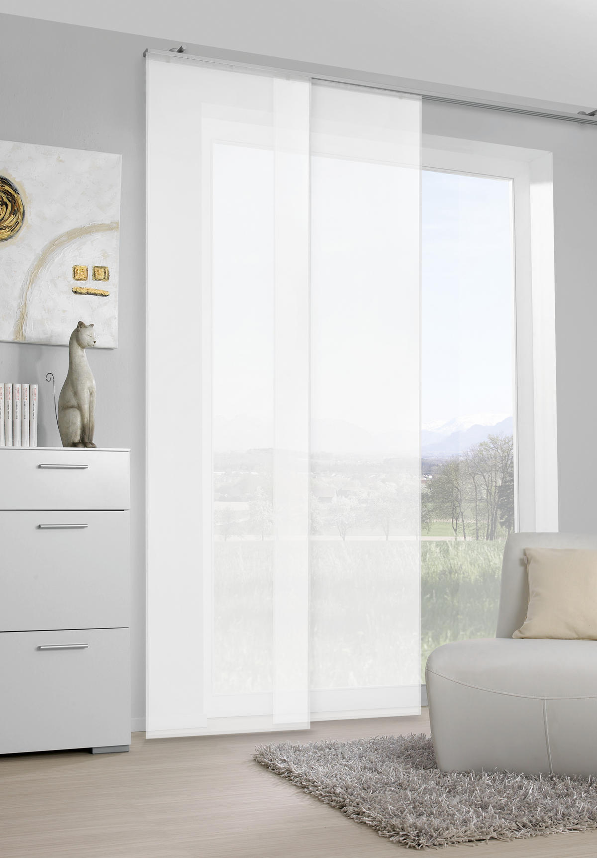 PANELOVÝ ZÁVĚS, 60/255 cm - bílá, Basics, textil (60/255cm) - Boxxx