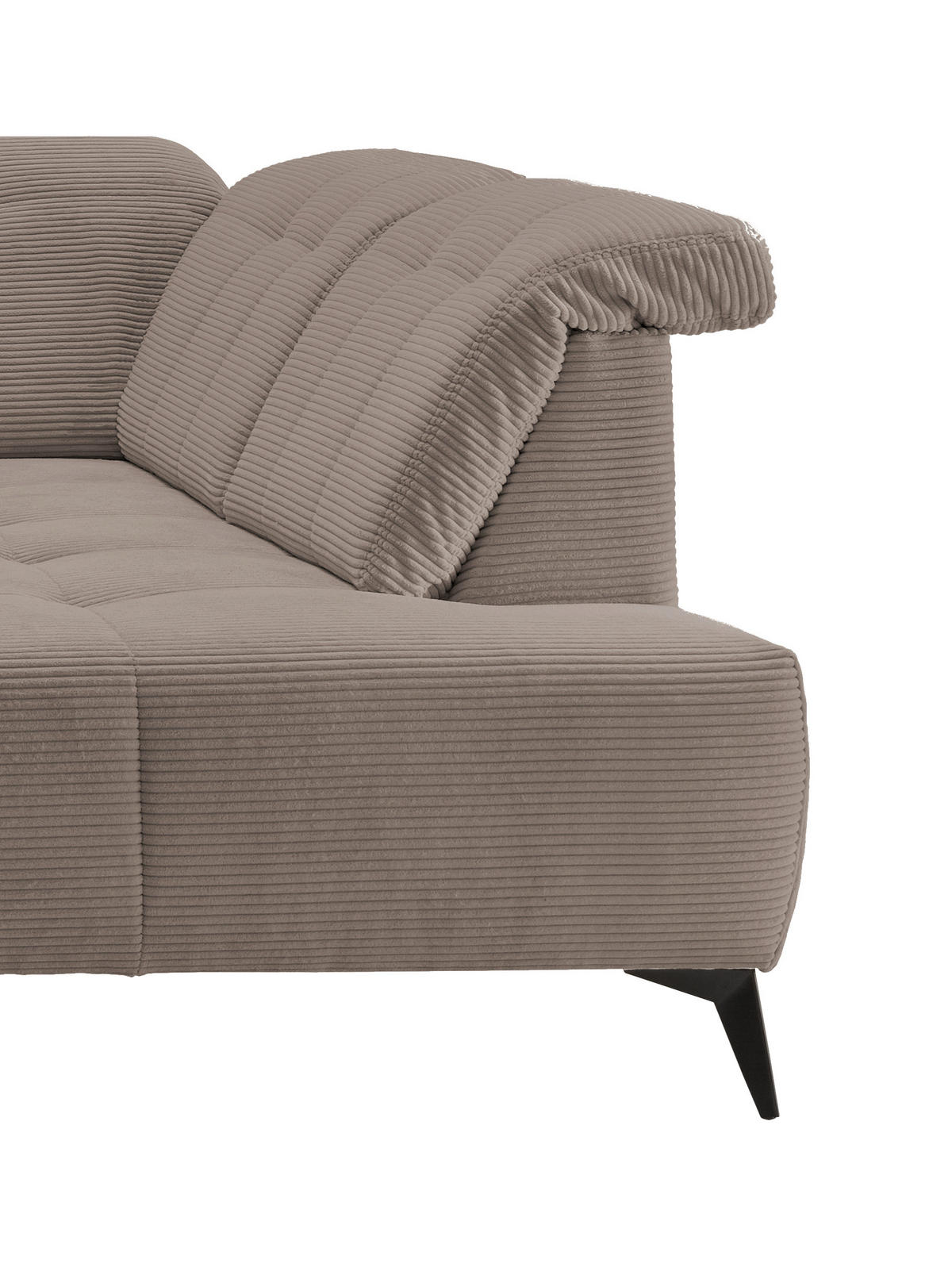 WOHNLANDSCHAFT SANO Graubraun Cord  - Graubraun/Schwarz, MODERN, Textil/Metall (180/337/200cm) - Livetastic