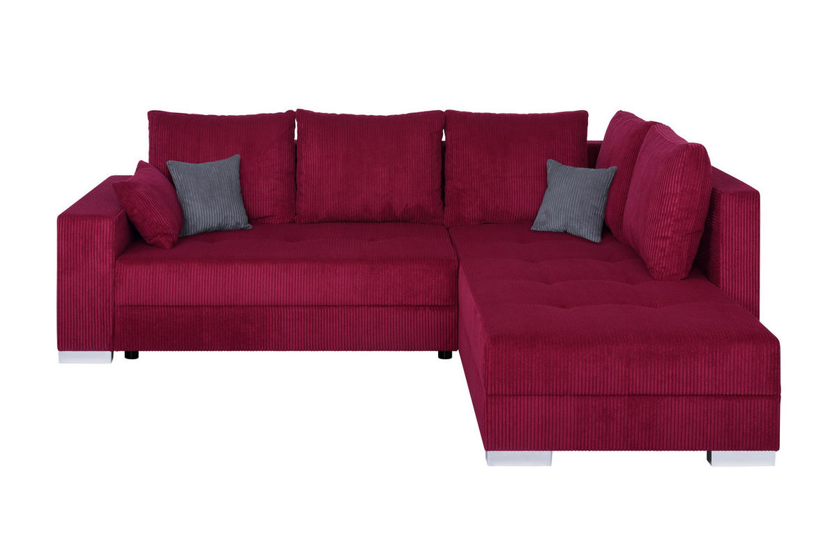 ECKSOFA Rot Cord  - Chromfarben/Rot, Design, Kunststoff/Textil (260/218cm) - P & B