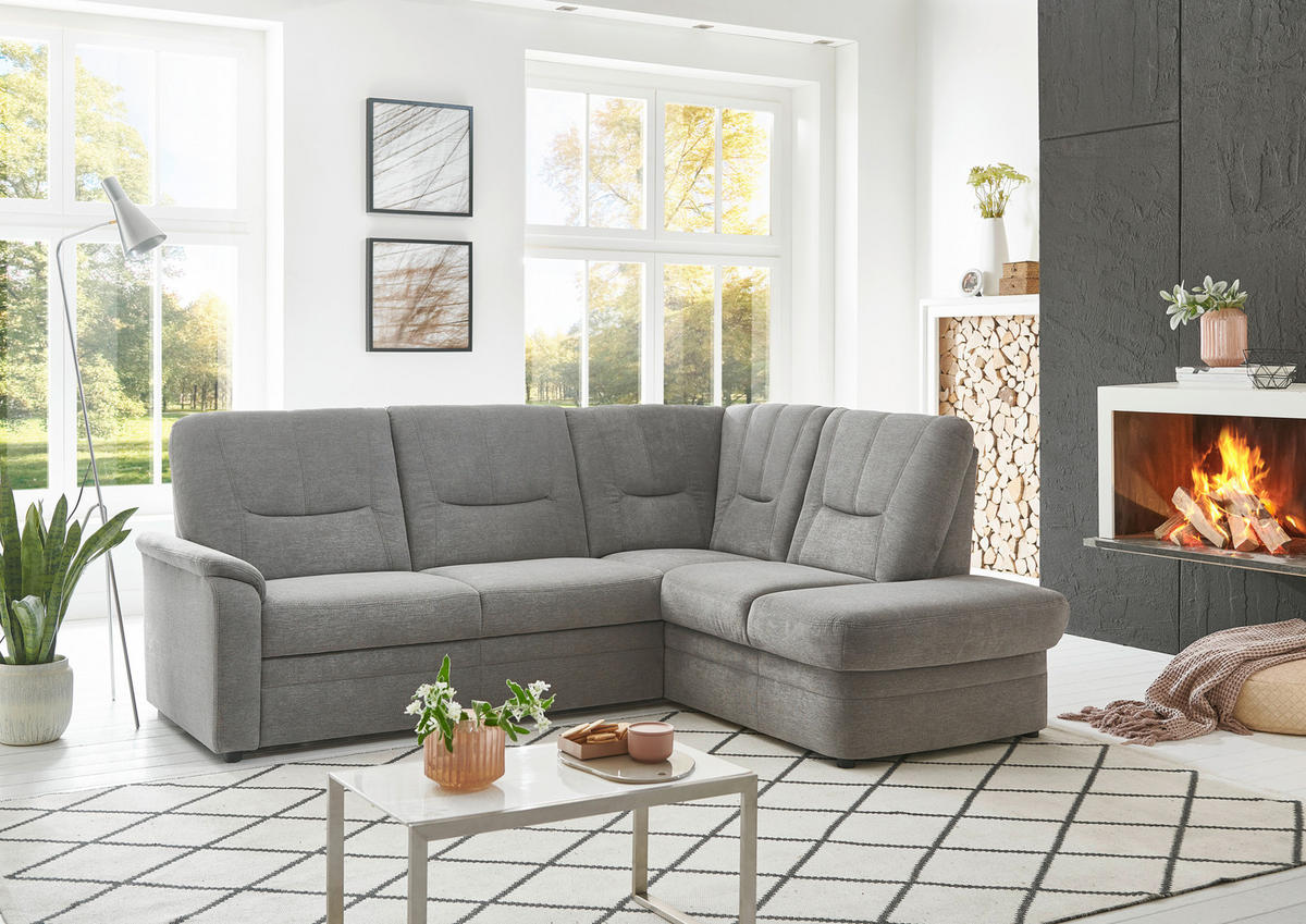 ECKSOFA Grau Chenille  - Schwarz/Grau, KONVENTIONELL, Kunststoff/Textil (235/185cm) - Beldomo Comfort