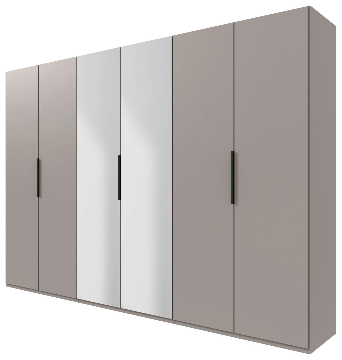 DREHTÜRENSCHRANK 300/236/58 cm,  in Sahara, 6-türig  - Schwarz/Sahara, MODERN, Glas/Holzwerkstoff (300/236/58cm) - MID.YOU