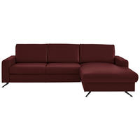 ECKSOFA in Echtleder Brombeere  267/165 cm  - Brombeere/Schwarz, Design, Leder/Metall (267/165cm) - Lomoco