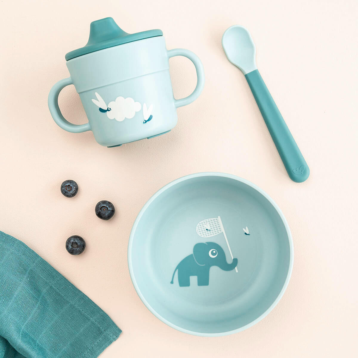 KINDERGESCHIRRSET 3-teilig  - Hellblau, Basics, Kunststoff (26/14,50/10,50cm) - done by deer