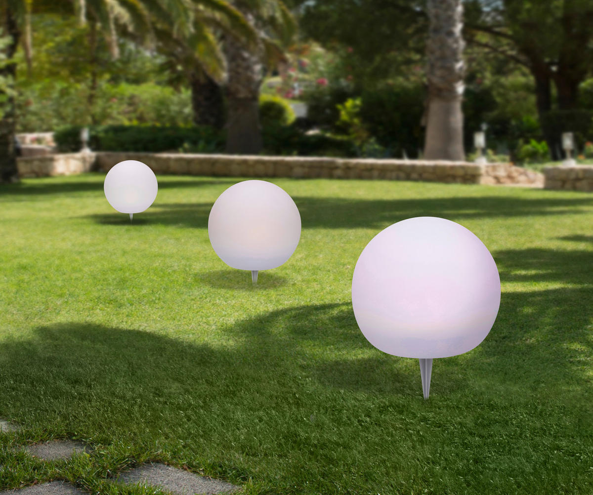 SOLARLEUCHTE  - Weiß, Basics, Kunststoff (20+25+30cm) - Ambia Garden