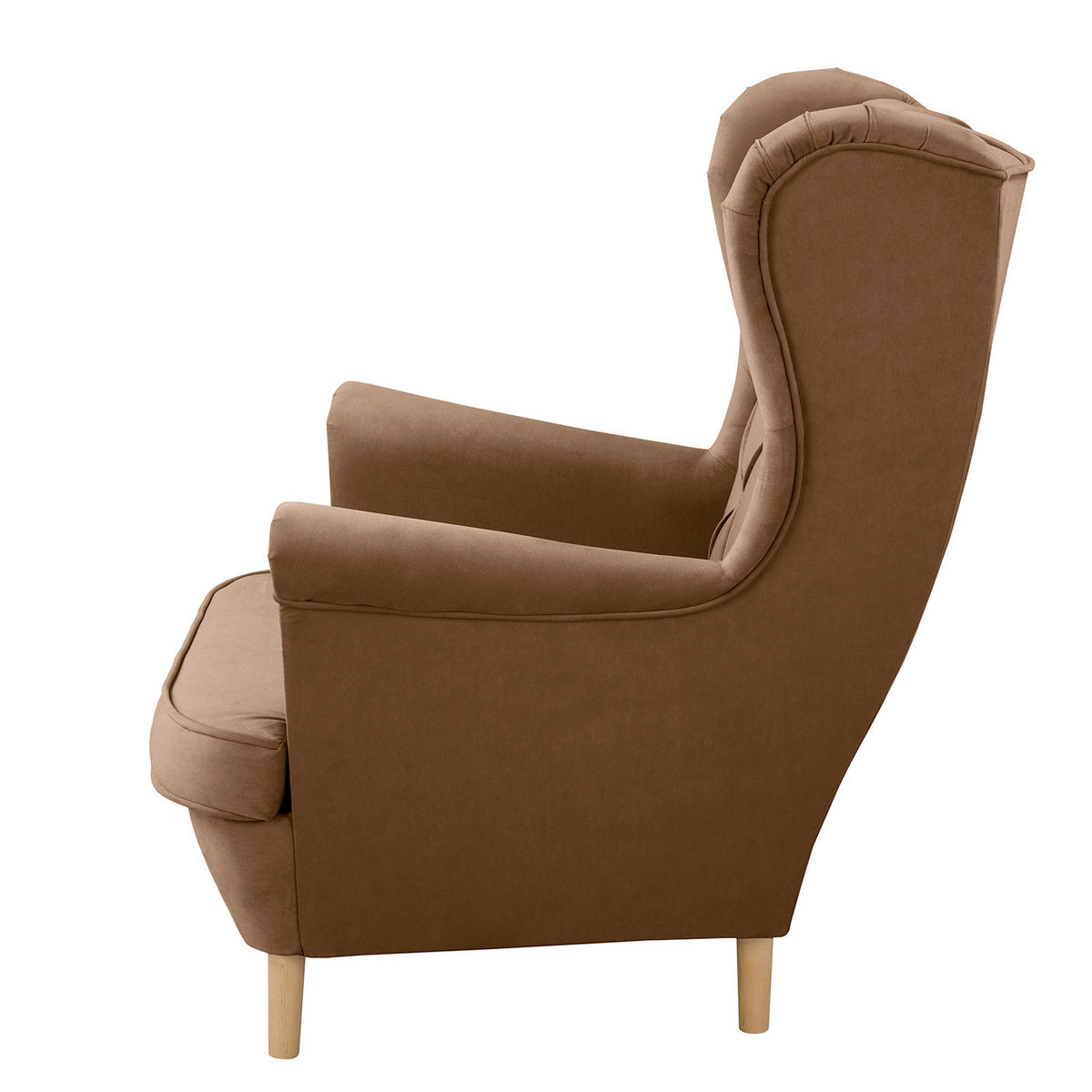OHRENSESSEL in Samt Dunkelbraun  - Dunkelbraun, Design, Holz/Textil (84/105/90cm) - P & B