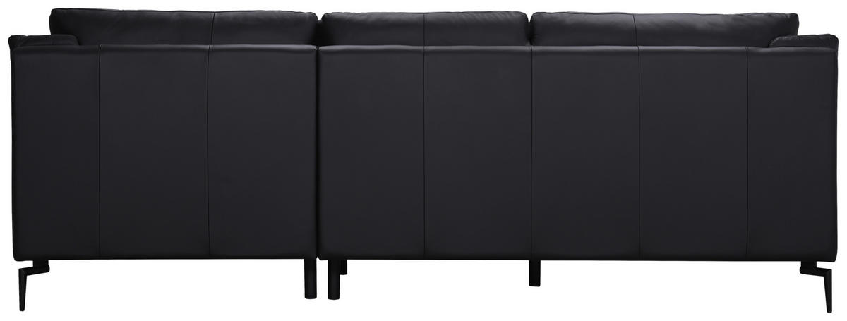 ECKSOFA Schwarz Echtleder  - Schwarz, Design, Leder (248/158cm) - MID.YOU