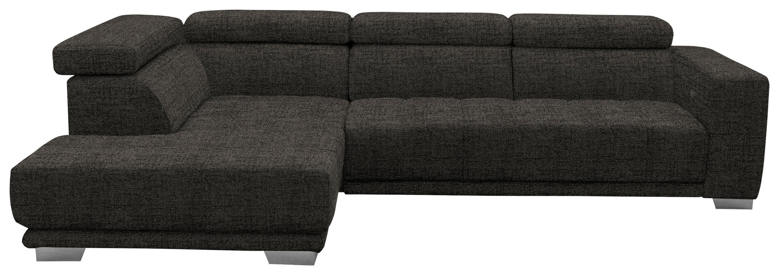 ECKSOFA in Chenille Braun  - Chromfarben/Braun, Design, Textil (207/301cm) - Xora