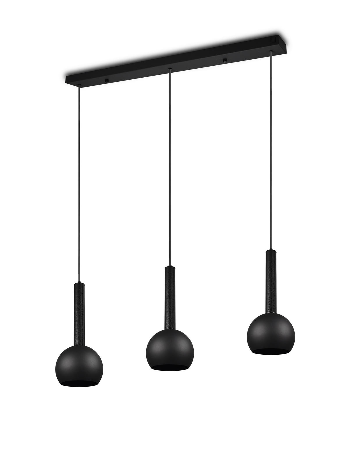 HÄNGELEUCHTE 100/200/20 cm  - Schwarz, Design, Leder/Metall (100/200/20cm) - Cinque