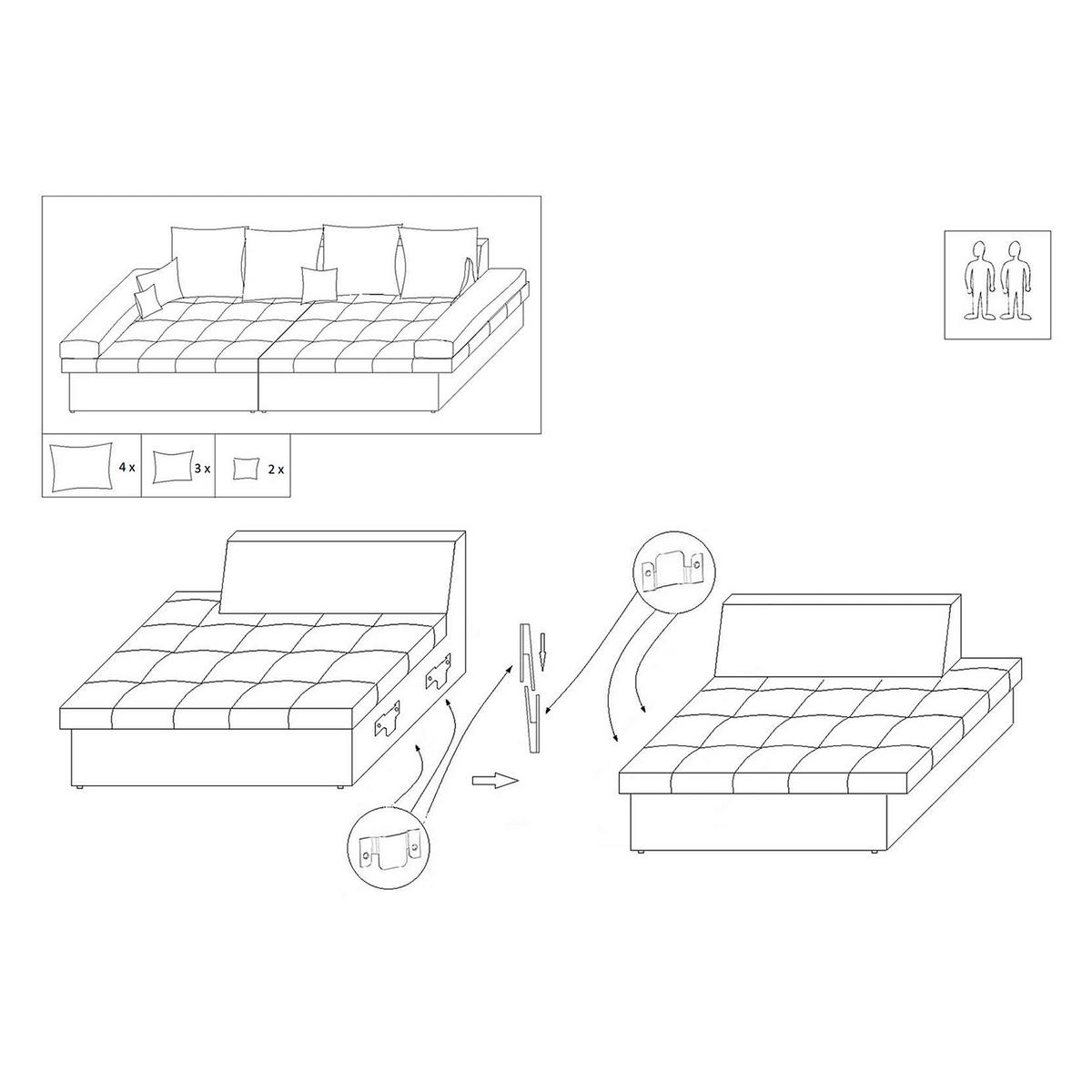 BIGSOFA Naomi Lederlook (vegan) Dunkelbraun  - Dunkelbraun/Schwarz, Design, Kunststoff/Textil (284/94/148cm) - Livetastic