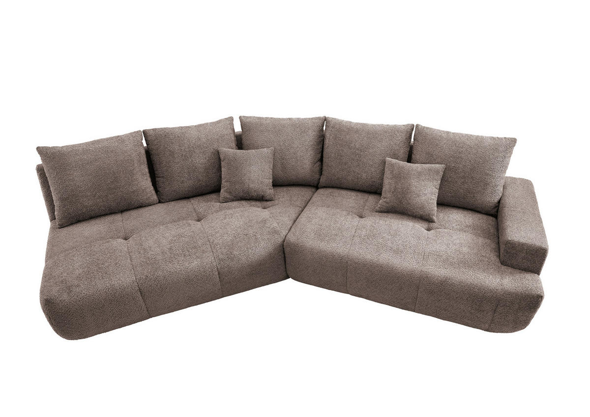 BIGSOFA Bouclé Taupe  - Taupe/Schwarz, MODERN, Kunststoff/Textil (323/91/155cm) - Livetastic
