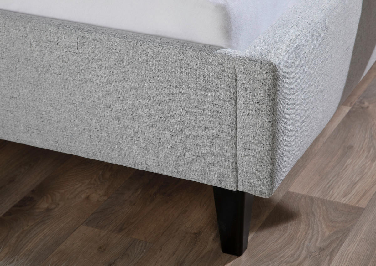 POLSTERBETT 180/200 cm,  in Hellgrau,  - Hellgrau/Schwarz, MODERN, Holz/Textil (180/200cm) - Livetastic