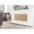 SIDEBOARD Hochglanz, matt Eichefarben, Weiß - Eichefarben/Schwarz, Design, Holzwerkstoff/Kunststoff (143/98/40cm) - Set one by Musterrin
