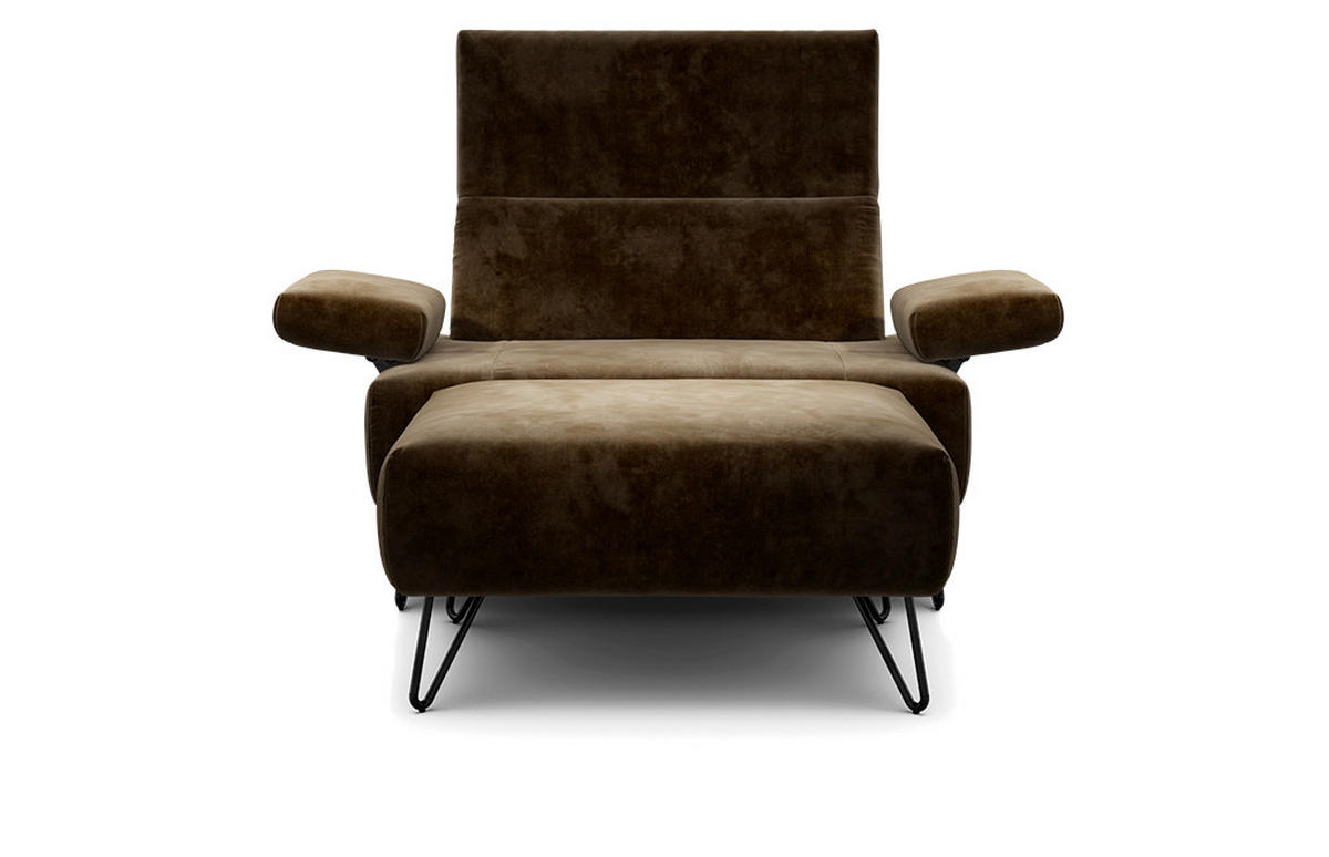 SESSELSET Samt Armteilverstellung    - Schwarz/Braun, Design, Textil/Metall (114-142/85/86-94cm) - SENSOO