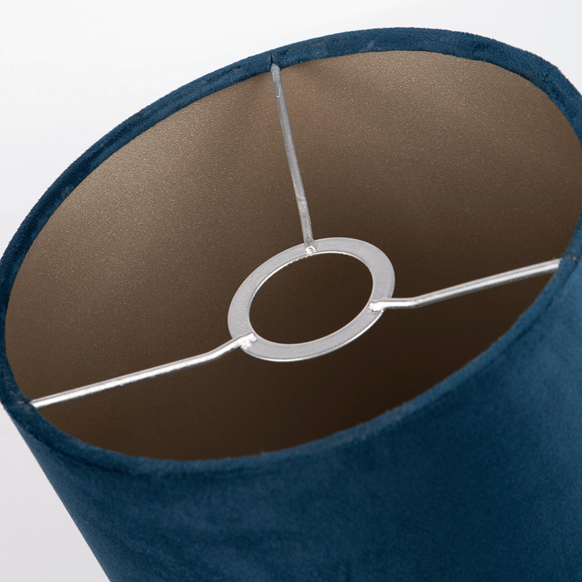 LEUCHTENSCHIRM Velour 20/18 cm   - Silberfarben/Dunkelblau, Basics, Textil/Metall (20/18cm)