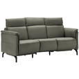 TRAPEZSOFA in Echtleder Grau  - Schwarz/Grau, KONVENTIONELL, Leder/Metall (221/103/95cm) - Dieter Knoll