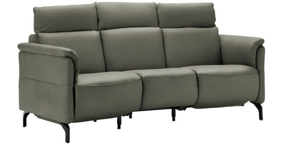 TRAPEZSOFA in Echtleder Grau  - Schwarz/Grau, KONVENTIONELL, Leder/Metall (221/103/95cm) - Dieter Knoll