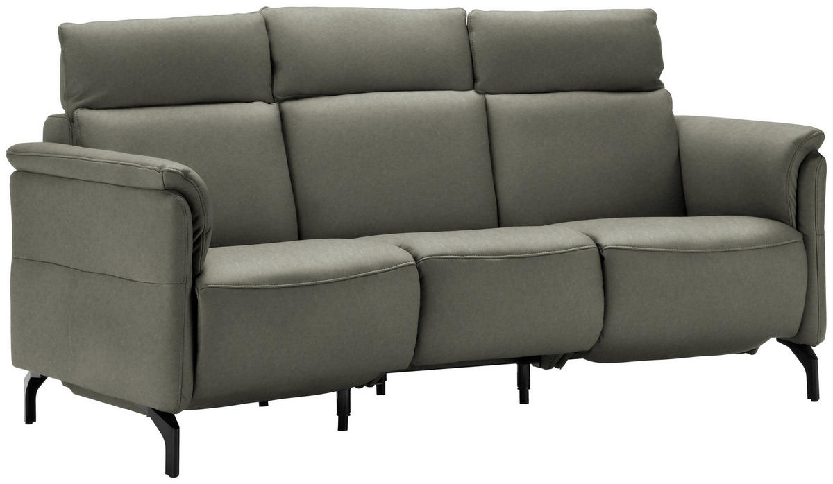TRAPEZSOFA in Echtleder Grau  - Schwarz/Grau, KONVENTIONELL, Leder/Metall (221/103/95cm) - Dieter Knoll