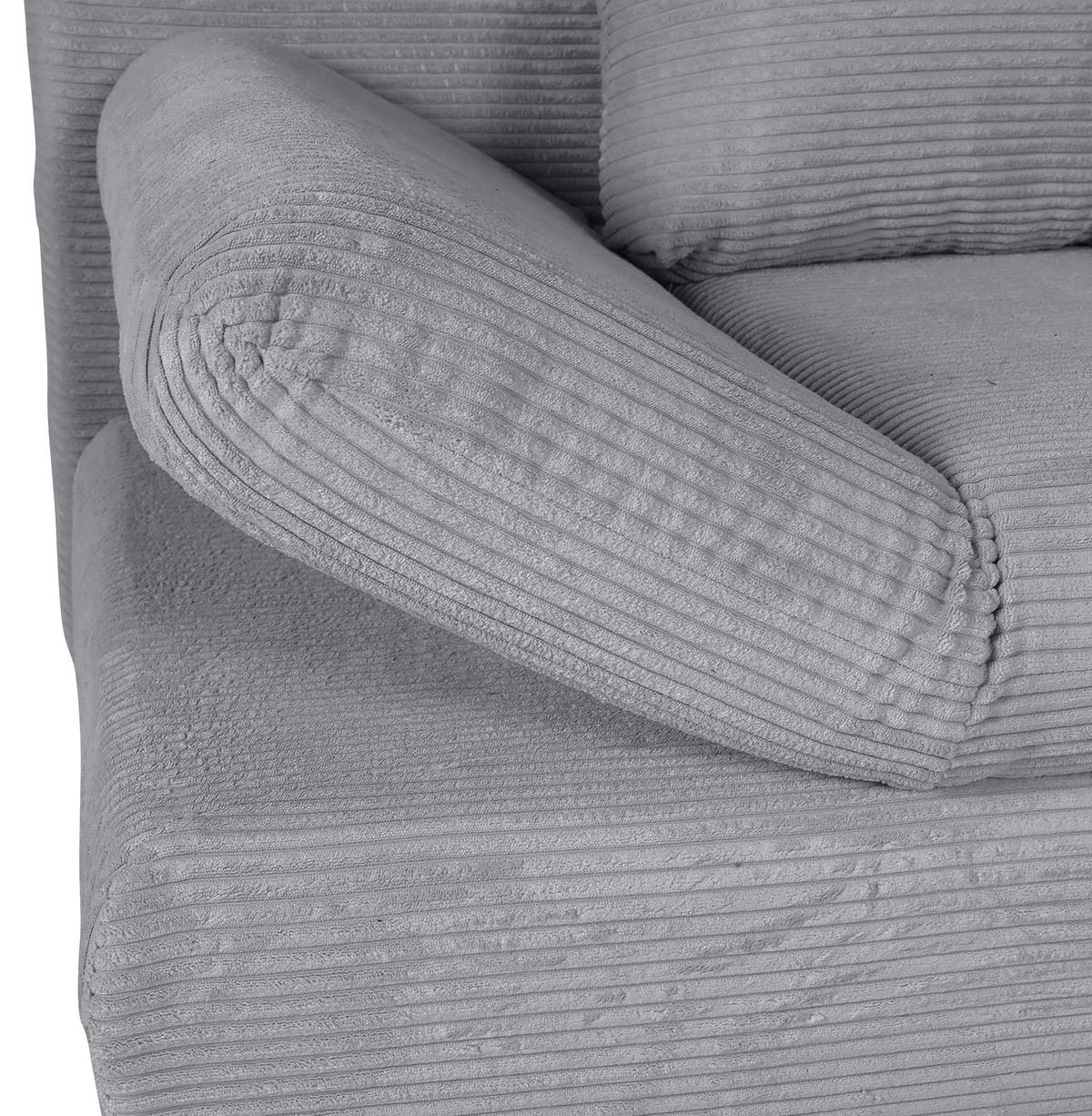 SCHLAFSOFA Cord Hellgrau  - Hellgrau/Naturfarben, KONVENTIONELL, Holz/Textil (200/75/92cm) - home24