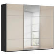 SCHWEBETÜRENSCHRANK 271/223/68 cm 3-türig Schwarz, Champagner  - Champagner/Alufarben, KONVENTIONELL, Glas/Holzwerkstoff (271/223/68cm) - Novel