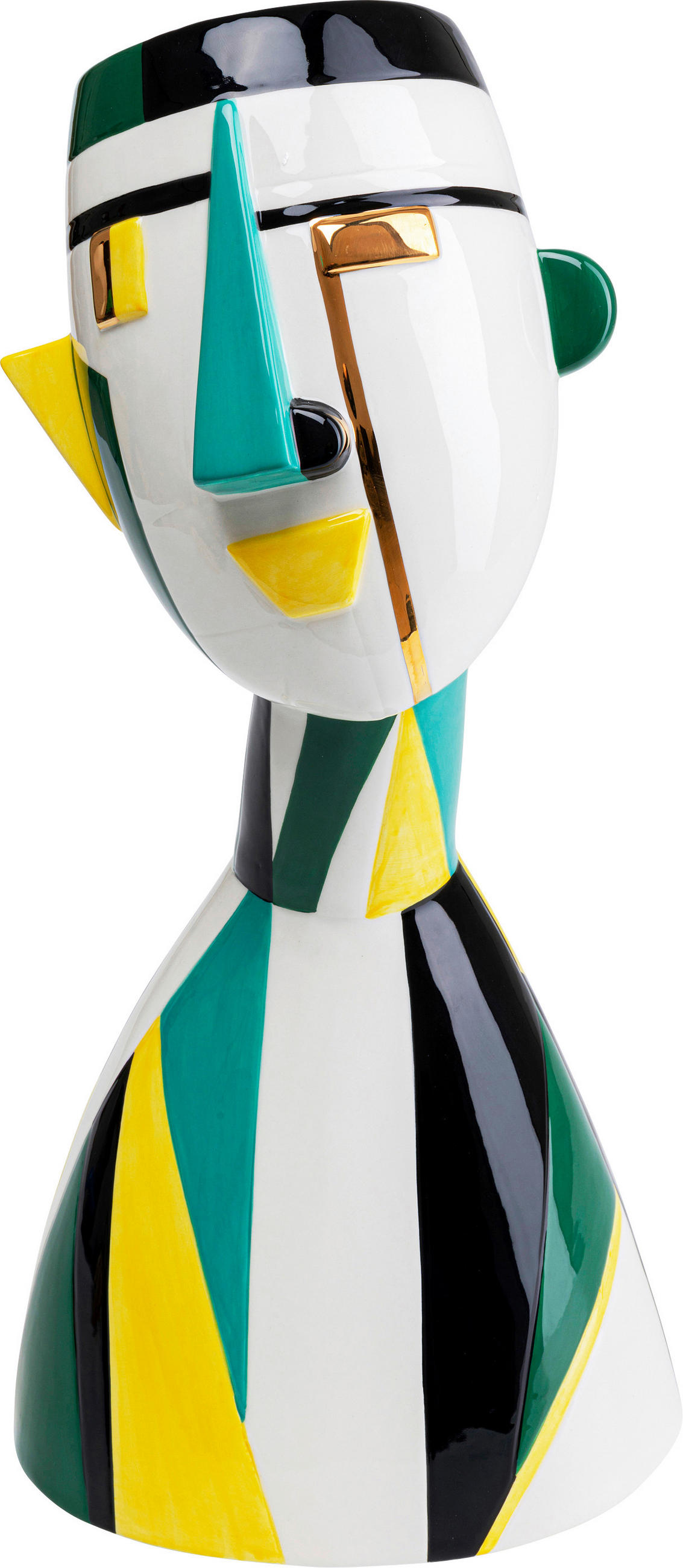 DEKOVASE - Türkis/Gelb, Trend, Keramik (21/43/16cm) - Kare-Design