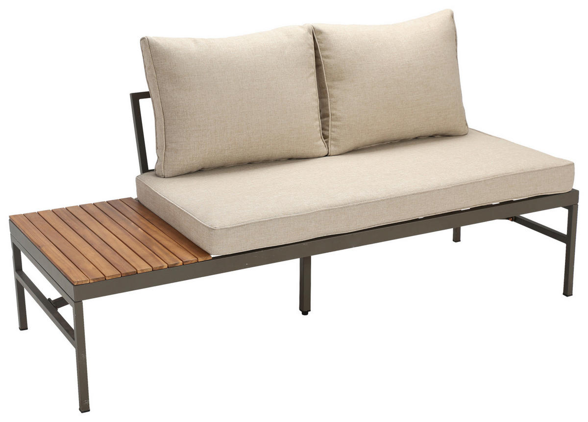 LOUNGEGARNITUR   57/35/57 cm Akazie vollmassiv Aluminium  - Beige/Beigebraun, MODERN, Holz/Textil (57/35/57cm) - Ambia Garden
