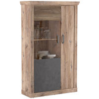 VITRÍNA, antracitová, farba duba, 106,3/173,7/40 cm - čierna/farba duba, Konventionell, kompozitné drevo/plast (106,3/173,7/40cm) - Livetastic