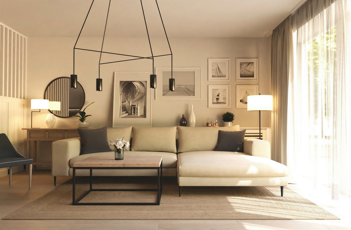ECKSCHLAFSOFA  mit seitenverkehrt erhältlich, Schlafen auf Sitzhöhe, Hocker erhältlich, Rücken echt Struktur Beige  - Beige/Schwarz, MODERN, Textil/Metall (295/170cm) - Trendmanufaktur