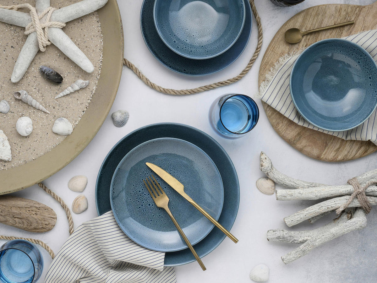 TAFELSERVICE 12-teilig  - Blau, Keramik - Creatable