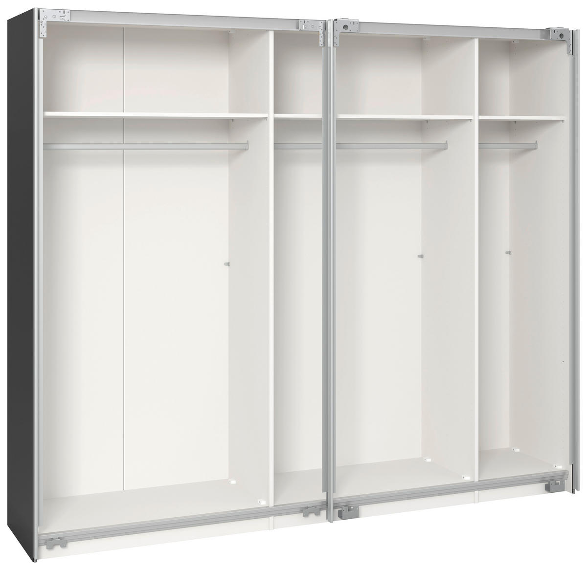 SCHWEBETÜRENSCHRANK  in Anthrazit, Schwarz  - Edelstahlfarben/Anthrazit, Design, Glas/Holzwerkstoff (253/195/65cm) - Carryhome