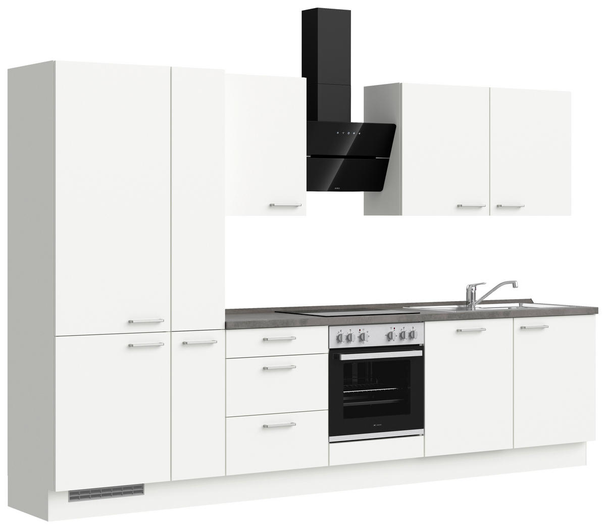 KÜCHENLEERBLOCK 330 cm   Grau, Weiss  - Weiss/Edelstahlfarben, Modern, Holzwerkstoff/Metall (330cm) - Nobilia