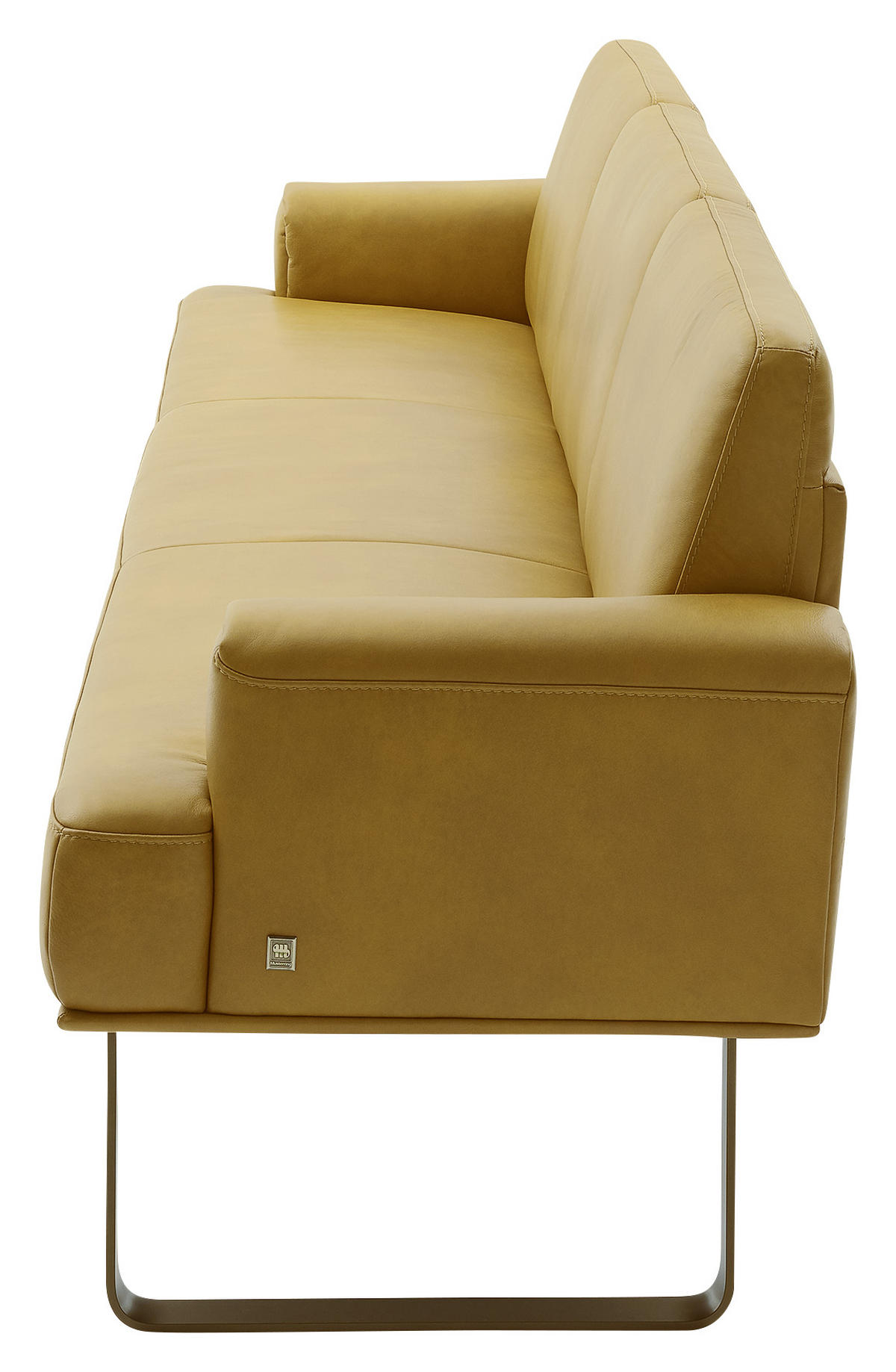 SITZBANK 251/84/67 cm Echtleder Gelb, Bronzefarben Metall  - Gelb/Bronzefarben, Design, Leder/Metall (251/84/67cm) - Musterring