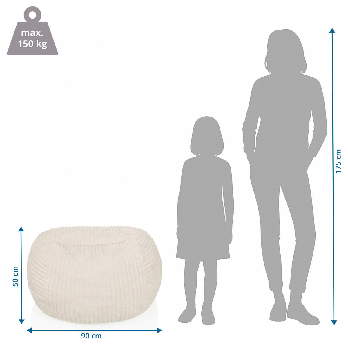 SITZSACK  - Beige, MODERN, Textil (90/50/57cm) - MID.YOU