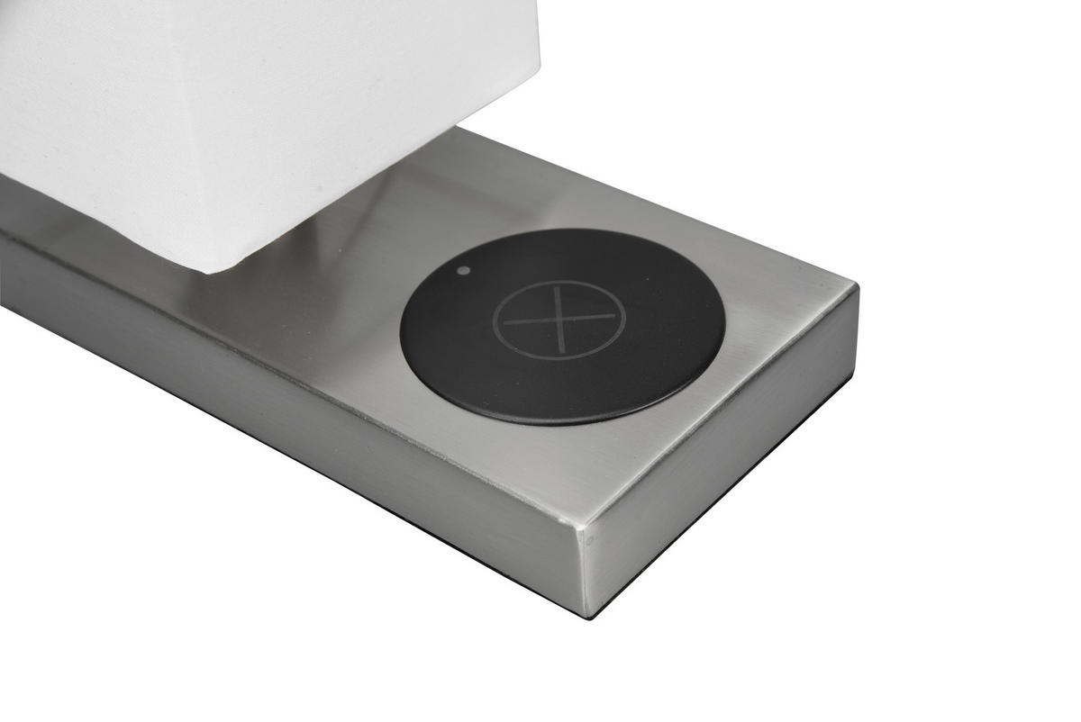 TISCHLEUCHTE 10/20/35 cm   - Weiß/Nickelfarben, Basics, Textil/Metall (10/20/35cm)