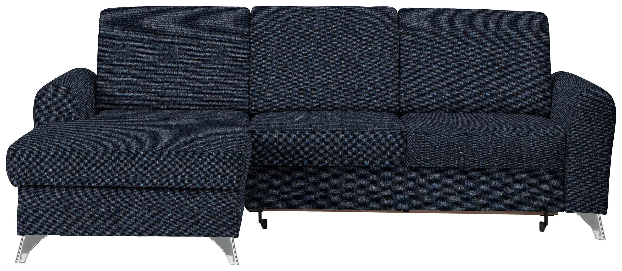 ECKSOFA in Flachgewebe Dunkelblau  - Silberfarben/Dunkelblau, Design, Textil/Metall (167/244cm) - Cantus