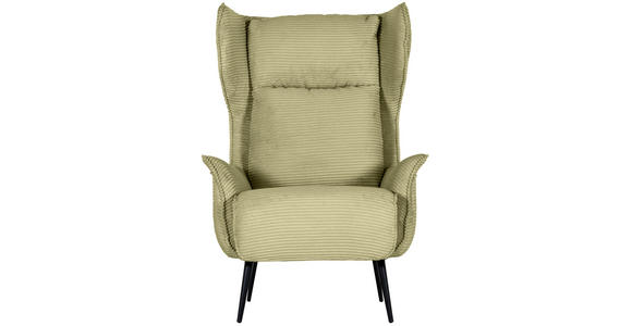 OHRENSESSEL Cord Hellgrün  - Schwarz/Hellgrün, Design, Textil/Metall (83/106/89cm) - Landscape