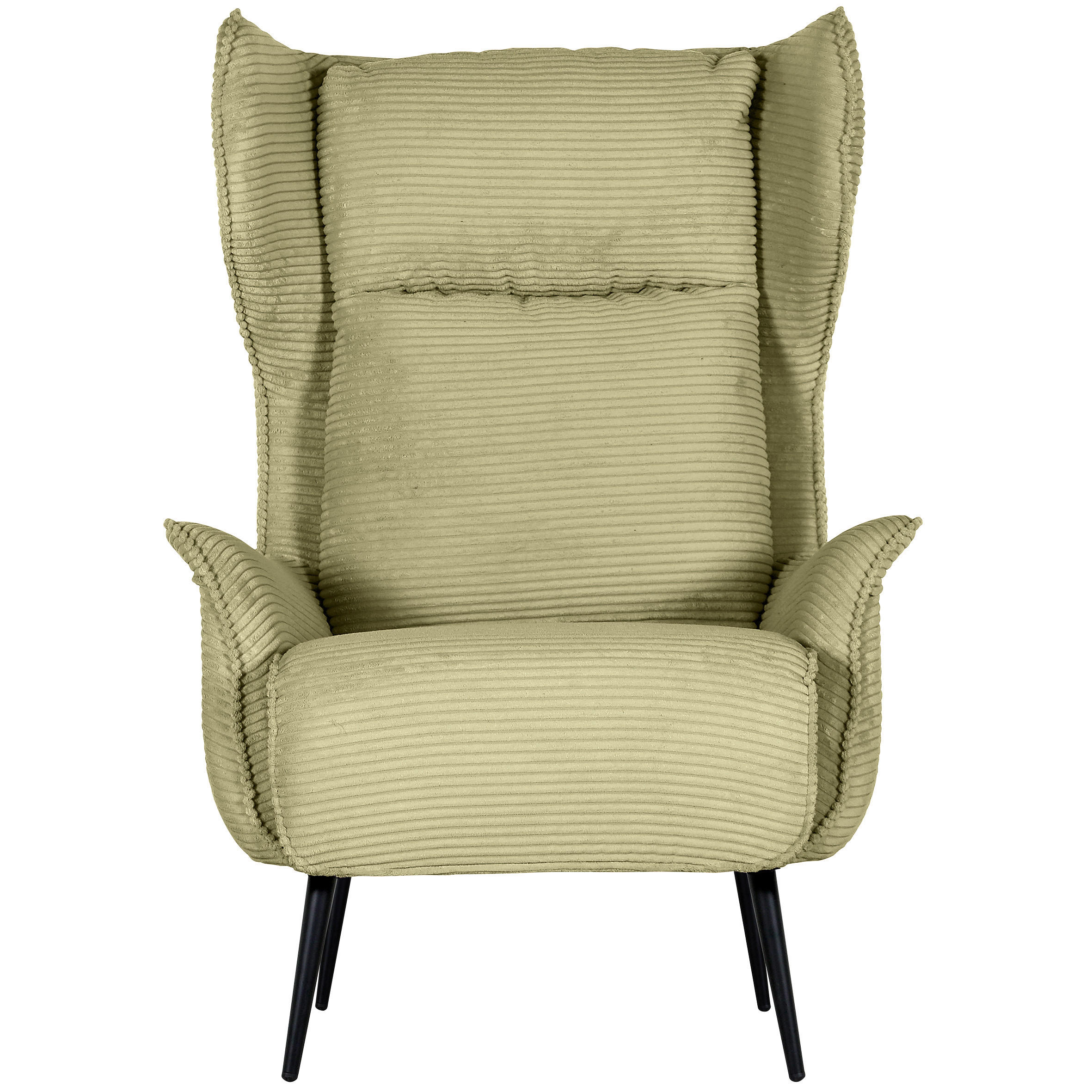 OHRENSESSEL in Cord Hellgrün  - Schwarz/Hellgrün, Design, Textil/Metall (83/106/89cm) - Landscape