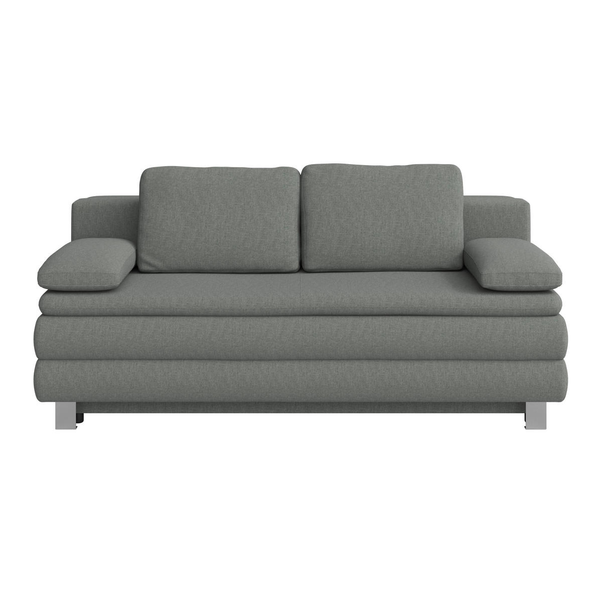 BOXSPRINGSOFA  mit Liegefunktion, Rücken echt Flachgewebe Grün  - Silberfarben/Grün, Design, Textil/Metall (202/96/105cm) - Carryhome